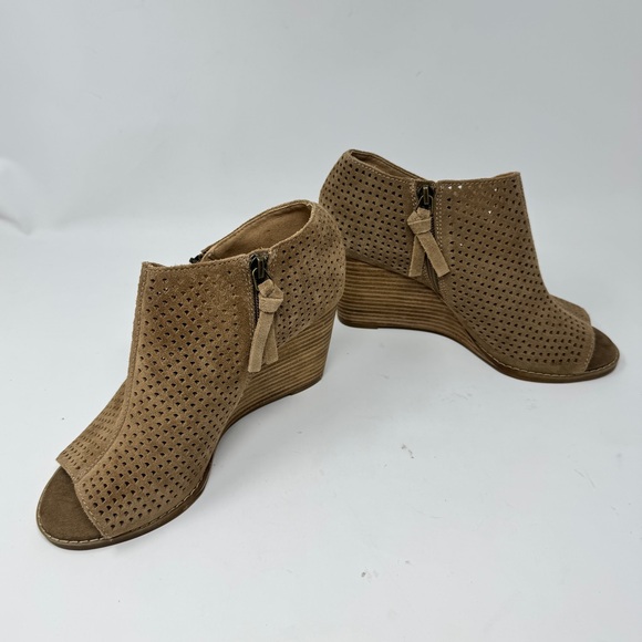 New Lucky Brand Suede Wedge Open Toe booties size 8.5 - Picture 5 of 7